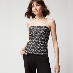 WHBM White House Black Market Black & White Graphic Print Bustier Size 6